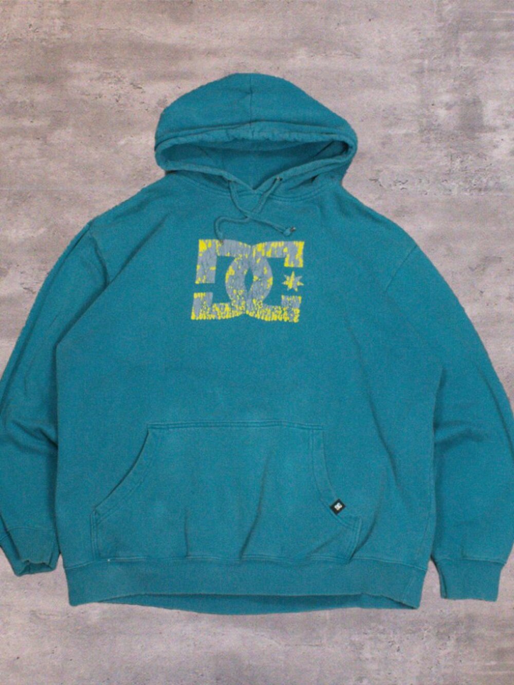 Vintage VTG Y2K 2000's 00's DC Shoes Teal DC Oversize Pull Over Hoodie
